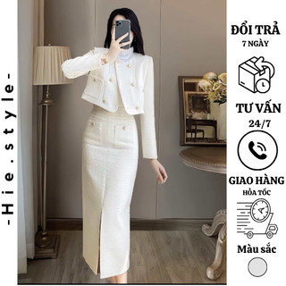 Set áo váy vest cổ tròn  Bridgerton group sang trọng, thanh lịch kèm ảnh thật
