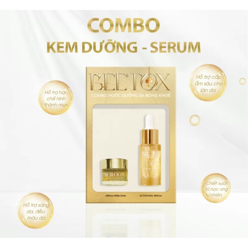 Combo Kem Dưỡng Da Thông Đỏ Tơ Tằm Be Bloom 10ML + Serum Dưỡng Ẩm Nọc Ong Bee Tox 10ML