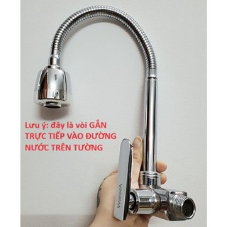 Vòi rửa chén bát một đường nước lạnh cần bẻ - âm tường xi bóng.