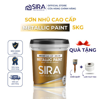 Sơn Nhũ Ánh Đồng, Ánh Bạc, Ánh Vàng Cao Cấp SIRA Mettalic Paint Trọng Lượng 5KG - Sơn Trang Trí Ánh Kim Cao Cấp