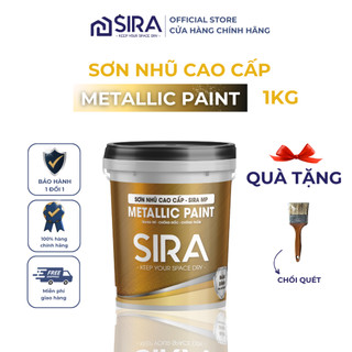 Sơn nhũ đồng, nhũ bạc, nhũ vàng ánh kim metallic paint sira trọng lượng 1kg - sơn trang trí hệ nước an toàn sáng mịn