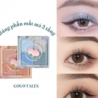 Bảng Phấn Mắt 2 tầng 4 Màu Má Hồng Gogo Tales Kim Tuyến , Phấn Má 2 Trong 1 Cho Người Mới Bắt Đầu (GT426)