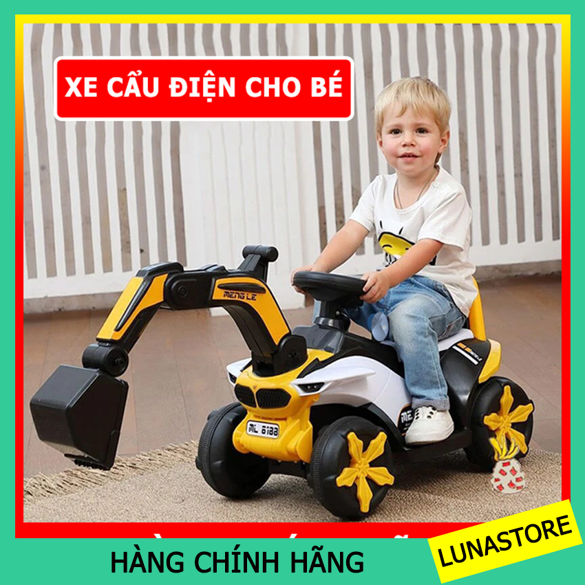 Xe cẩu điện cho bé, Xe cẩu điện đồ chơi cỡ lớn kèm nhạc và đèn cao cấp