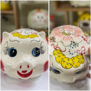 Lợn đất Bát Tràng, Heo tiết kiệm, ống đựng tiền tiết kiệm, quà tặng cho bé, đồ decor trang trí