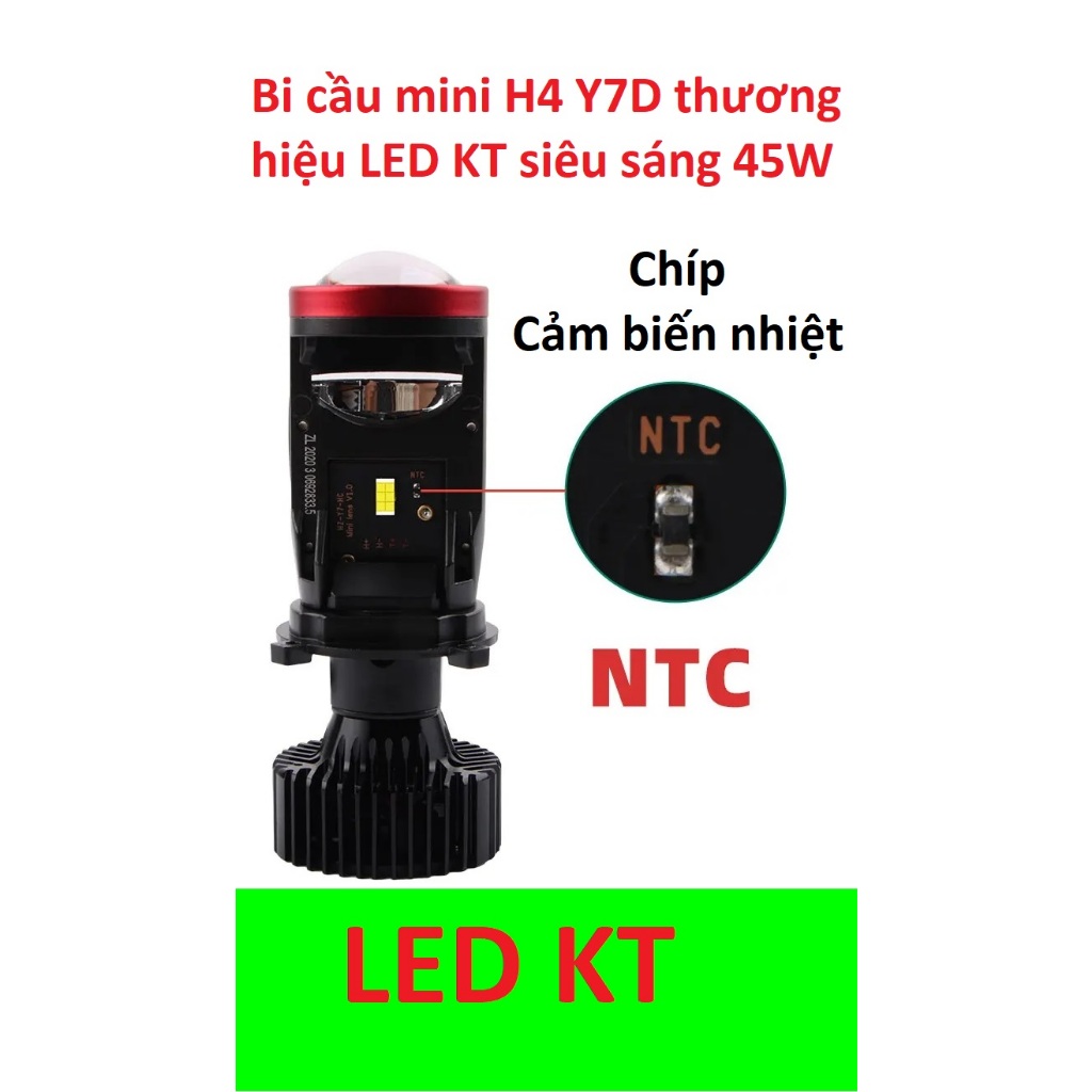 Led bi cầu mini H4 45W Y7D NTC cảm biến nhiệt độ (T2) điện 12v 24V 30V cho xe máy xe tải và ô tô.