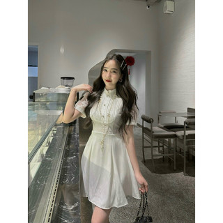 váy phối cổ ren tiểu thư 25144