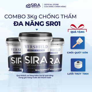[COMBO 3KG TIẾT KIỆM] Sơn Chống Thấm Sân Thượng, Sàn Mái, Trần Nhà Chống Thấm Ngược - Chống thấm SIRA Đa Năng