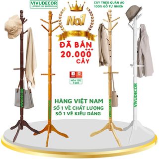 Cây treo quần áo VIVUDECOR CT09 100% gỗ tự nhiên - Giá Treo Quần Áo Đứng Các Loại