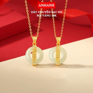  Dây chuyền bạc nữ S925 mạ vàng 14K mix đá ngọc bích may mắn - DAY101