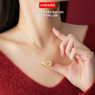  Dây chuyền bạc nữ S925 Rồng phượng ngậm châu mạ vàng 14K mix đá ngọc bích -  - DAY103