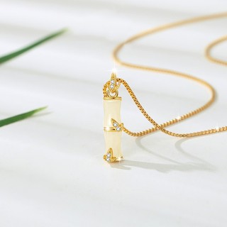  Dây chuyền bạc nữ S925 mạ vàng 14K mix đá ngọc bích hòa điền cầu tài lộc - DAY103