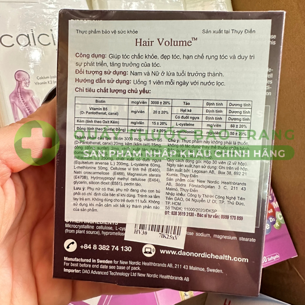 Viên uống Hair Volume - Kích thích mọc tóc, giảm rụng tóc, giúp tóc chắc khỏe (Thụy Điển)