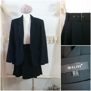 Chân váy hiệu Elise, áo khoác vest chất dạ