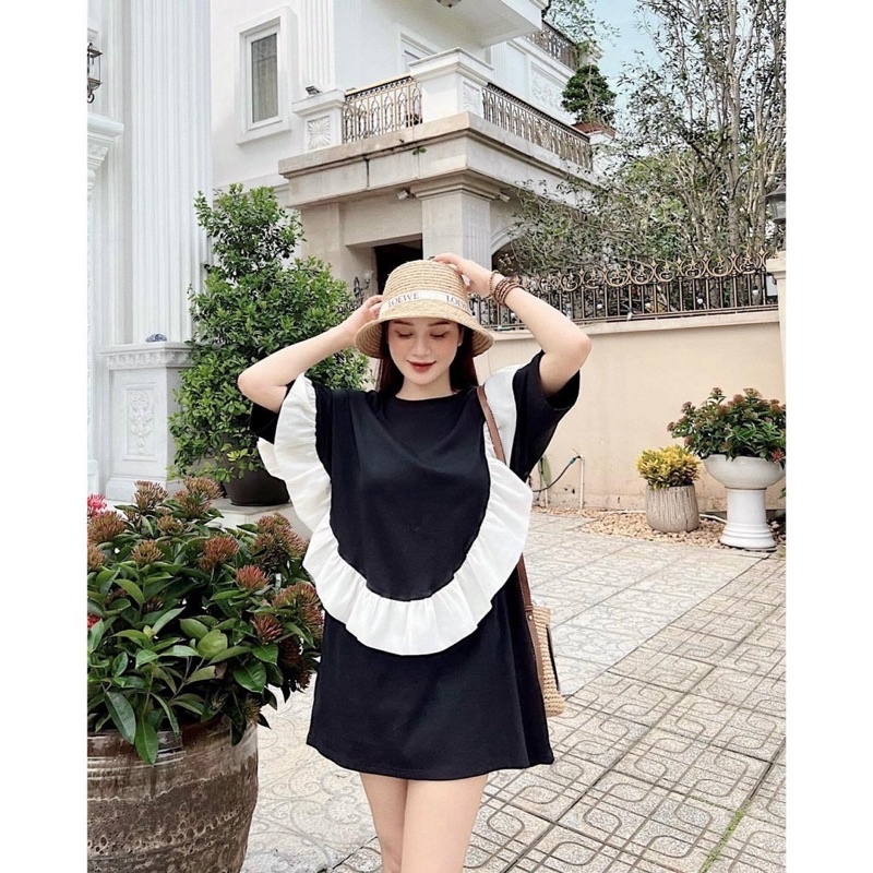 Váy Nữ, Váy Cotton Đen Bèo Tơ Cá Tính Phong Cách Tiểu Thư Siêu Xinh | BigBuy360 - bigbuy360.vn