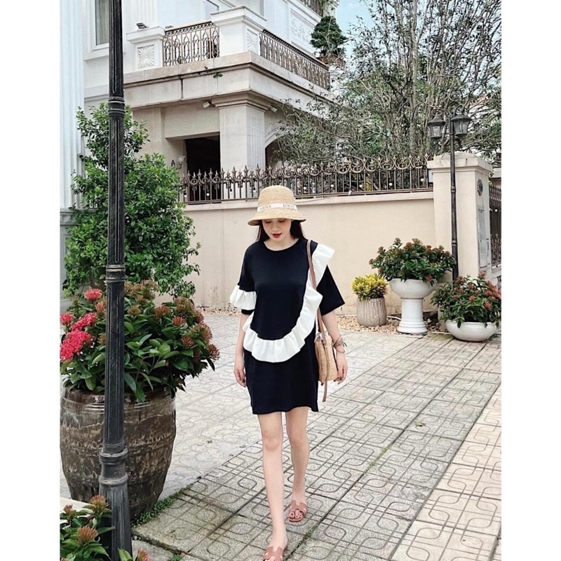 Váy Nữ, Váy Cotton Đen Bèo Tơ Cá Tính Phong Cách Tiểu Thư Siêu Xinh | BigBuy360 - bigbuy360.vn