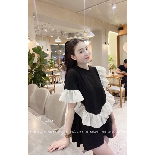 Váy Nữ, Váy Cotton Đen Bèo Tơ Cá Tính Phong Cách Tiểu Thư Siêu Xinh | BigBuy360 - bigbuy360.vn