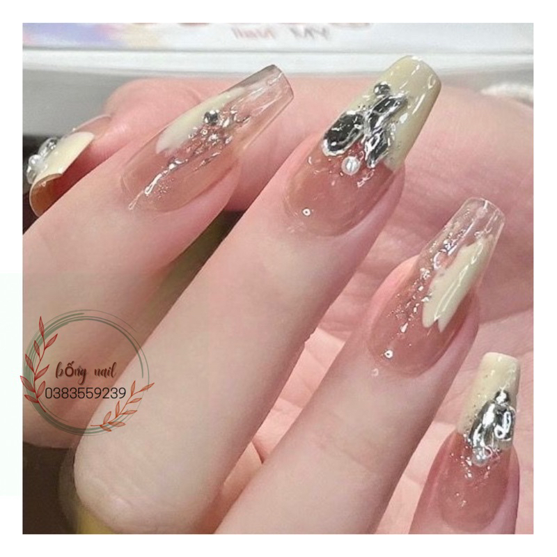 (N41) bống nailbox thiết kế thạch fen đầu móng, charm đá