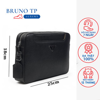 Túi cầm tay pr*ada nam da bò thật - nhiều ngăn - bruno tp luxury