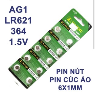 Viên pin ag1/lr621h/364a tianqiu 1.5v vỉ 10 viên