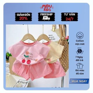  Bộ quần áo trẻ em bé gái set hè cherry màu sắc tươi tắn cực xinh cho bé nhà MiDukid 
