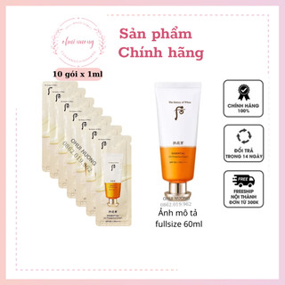 [MẪU MỚI] Combo 10 gói kem chống nắng whoo Essential Sun Cream SPF 50+ PA+++ 1ml_OHUINUONG