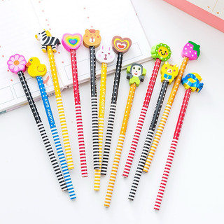 Bút chì kèm tẩy HB, bút chì đầu tẩy hoạt hình, bút chì noel, bút chì gỗ học sinh cute