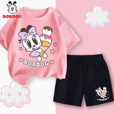 BST đồ bộ bé gái BOBDOG, set áo thun quần da cá in hình cute -CQ- BDG03 cho bé