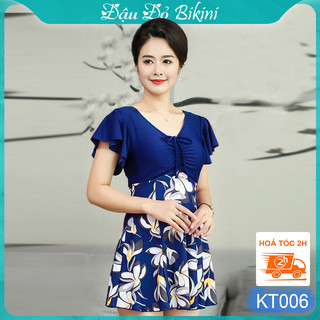 Bikini cho người lớn tuổi, đồ bơi trung niên trang nhã, bộ bơi đi biển đẹp cho các mẹ các bà, váy quần đùi rời | KT006