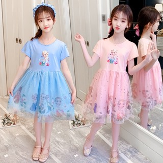 Váy đầm elsa cho bé gái dễ thương mùa hè chất mát mẻ bồng đẹp VBGH01