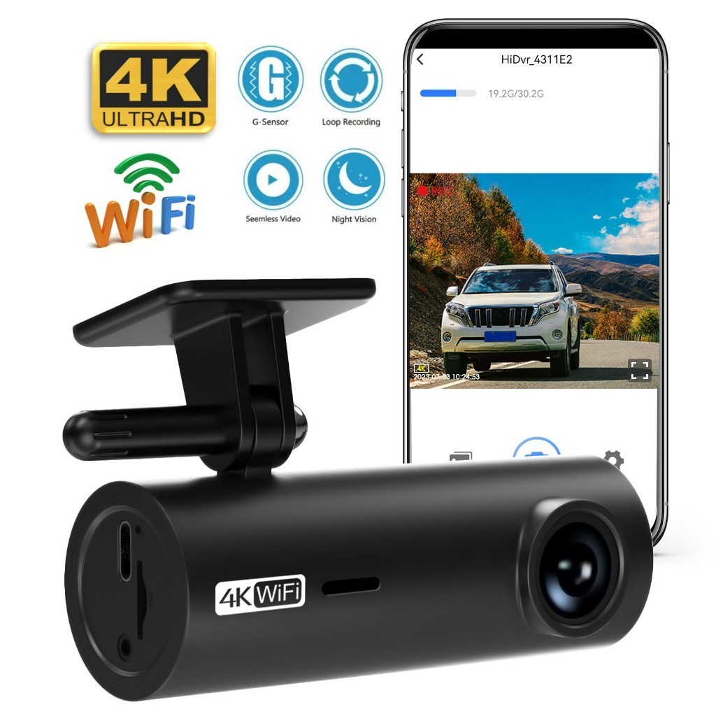 Camera hành trình 4K WiFi không màn hình 2160P HD tầm nhìn ban đêm 3M keo Dash Cam | BigBuy360 - bigbuy360.vn