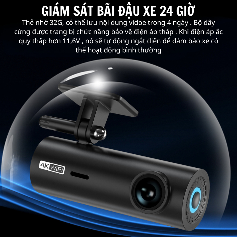 Camera hành trình 4K WiFi không màn hình 2160P HD tầm nhìn ban đêm 3M keo Dash Cam | BigBuy360 - bigbuy360.vn