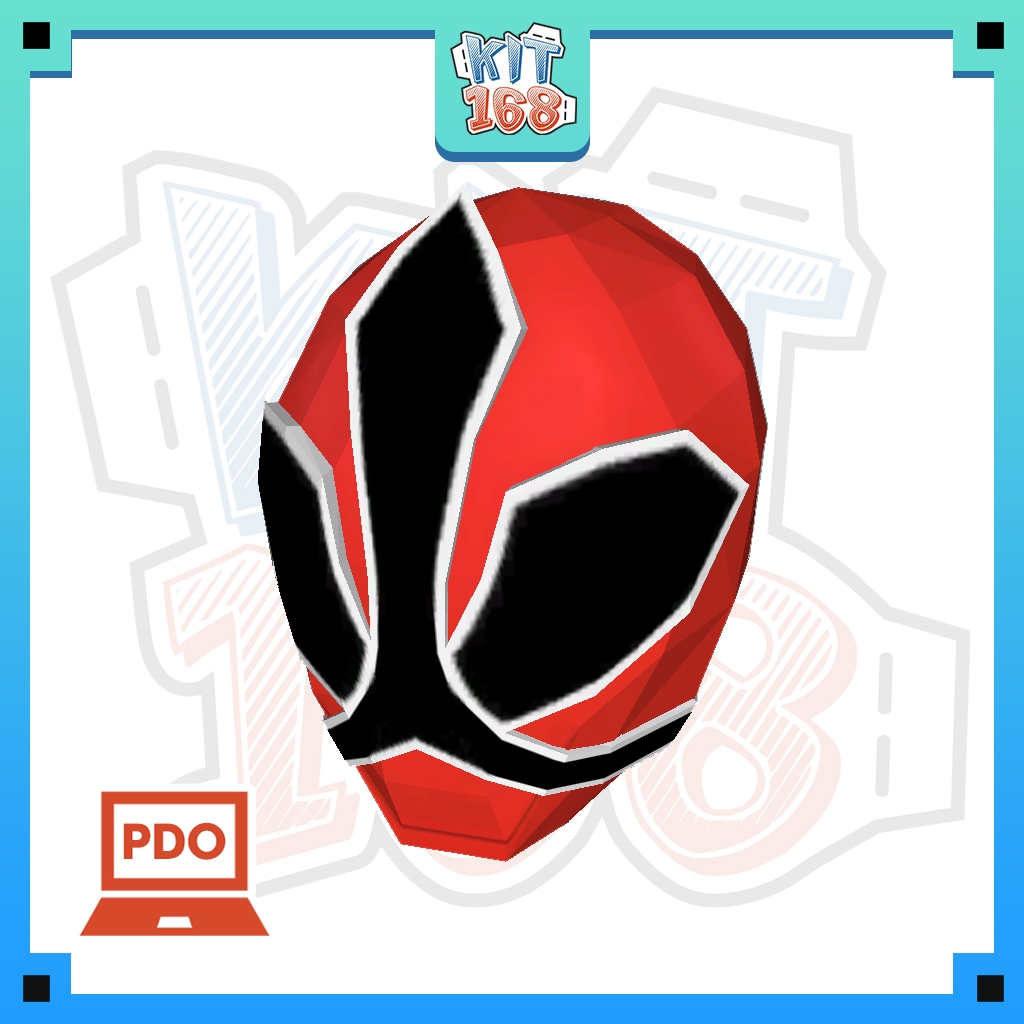 Mô hình giấy Anime Game Robot Mũ Red Samurai Ranger (đội lên được)
