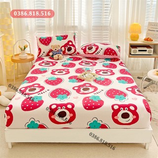 Ga Trải Giường Poly Cotton, Ga Nệm Mùa Hè Poly Cotton Kèm 2 Vỏ Gối Nằm Đủ Kích Thước Mẫu MÈO CÁT XANH (Được Chọn Màu)