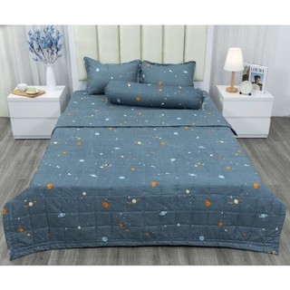 Ga Trải Giường Poly Cotton, Ga Nệm Mùa Hè Poly Cotton Kèm 2 Vỏ Gối Nằm Đủ Kích Thước Mẫu VŨ TRỤ  ( Được Chọn Màu)