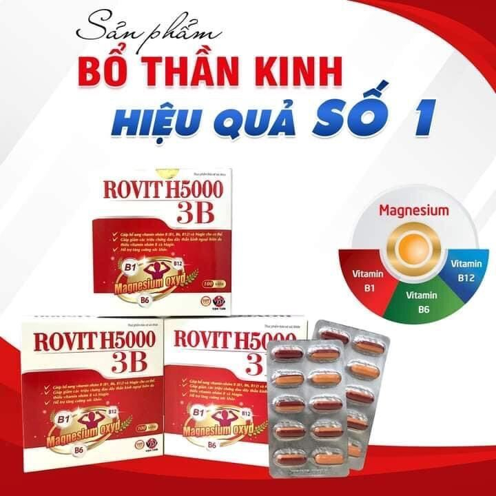 ROVIT H5000 3B - Bổ sung vitamin B và Magie, tăng cường sức khỏe (Hộp 100 viên)