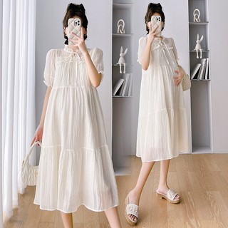 Váy bầu thu đông thiết kế dự tiệc Dambauxinh-L1484 Đầm bầu thời trang bigsize chất voan lụa hai lớp đẹp sang chảnh