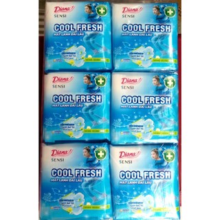 Combo 6 gói bvs mỏng không cánh diana sensi cool fresh, gói 8 miếng dài 23cm