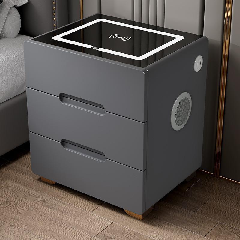 Tủ Đầu Giường Thông Minh, Táp Đầu Giường, Kệ Tab Đầu Giường Tích Hợp Sạc Ko Dây Đèn Cảm Ứng Vân Tay 