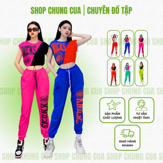 Bộ thể thao nữ, set bộ áo croptop quần jogger chất cotton đi tập gym, aerobic, zumba, shullfdance,dân vũ nhiều màu