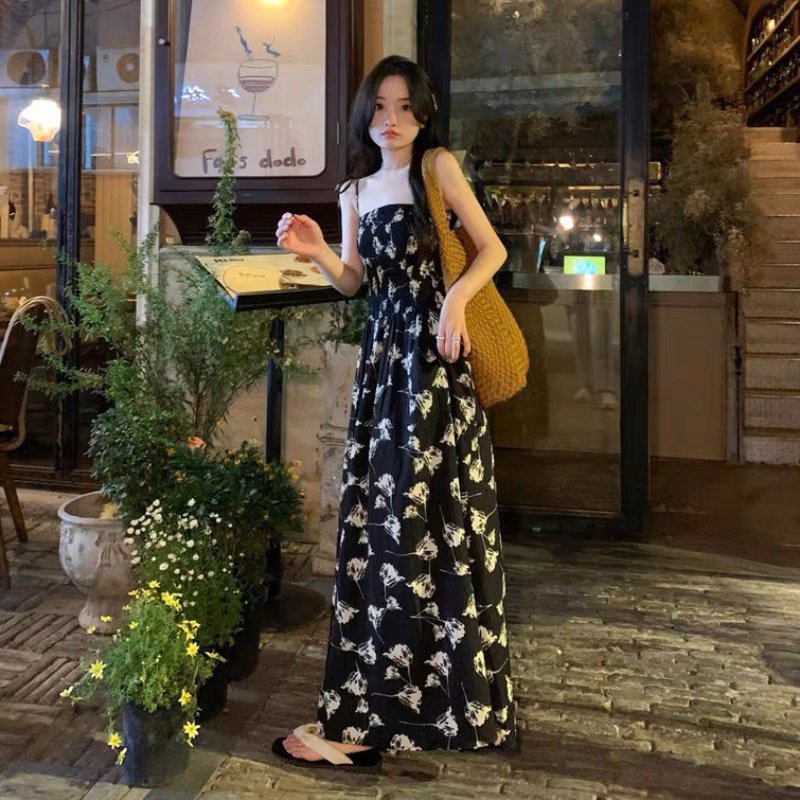 Váy Nữ, Váy Maxi Hoa Chun Ngực Buộc Dây Hot Hit 2 Màu, Đầm Nữ Maxi Dáng Dài Siêu Xinh 54 | BigBuy360 - bigbuy360.vn