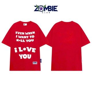 Áo thun Zombie Club x Pamin I Love You chữ in nổi vải thun cotton cao cấp định lượng 250gsm ZB033