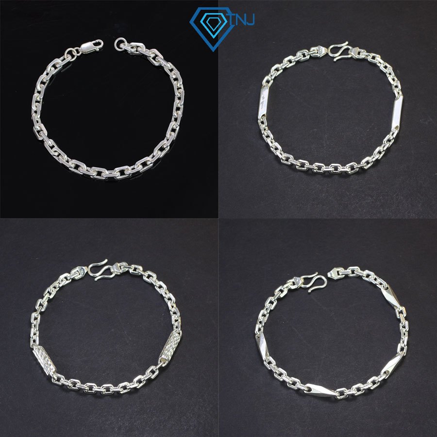 Lắc tay bạc mắt xích bản nhỏ đơn giản nhiều kiểu cách, vòng tay thời trang cao cấp cho nam LTA0000 - Trang Sức TNJ