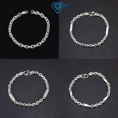 Lắc tay bạc mắt xích bản nhỏ đơn giản nhiều kiểu cách, vòng tay thời trang cao cấp cho nam LTA0000 - Trang Sức TNJ