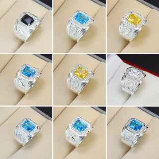 Nhẫn bạc nam 12 con giáp đính đá sang trọng, nhẫn bạc theo năm sinh đá màu phong thuỷ NNA0000 - Trang Sức TNJ