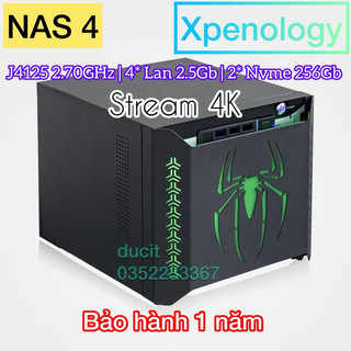 NAS 4 bay, J4125 2.70Ghz, 4LAN 2.5Gb, Lưu trữ mạng, xpenology,  stream video 4k