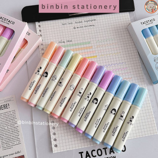 Set 4 bút highlight Taco Taco 3 phong cách, màu sắc tươi sáng, rõ nét, dịu mắt HL05