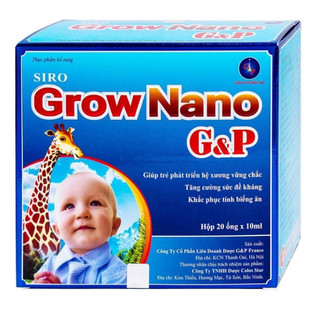 Siro Grow Nano G&P giúp trẻ phát triển hệ xương, tăng cường đề kháng