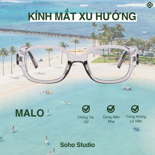 Kính cận MALO Soho Studio gọng chữ nhật oval dày dặn unisex, gồm phối màu đen, ghi trong trẻ trung sáng mặt