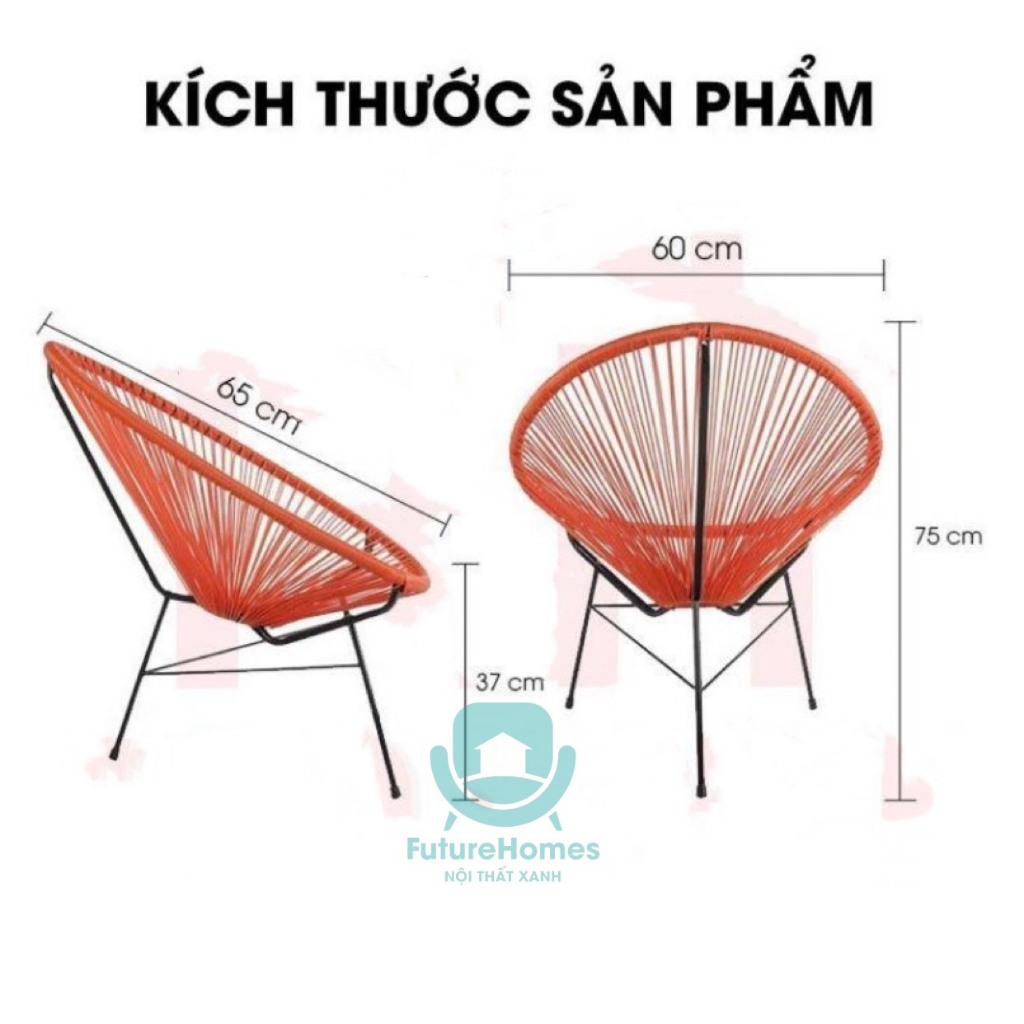 Bộ bàn ghế ban công dây văng Giả mây lõi thép FutureHomes dùng thư giãn trang trí phòng khách sân vườn cà phê SG