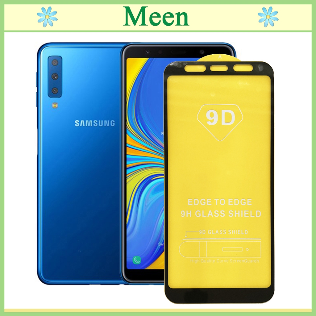 "Kính cường lực 9D Samsung A7 2018 " Full màn hình, Ảnh thực shop tự chụp, tặng kèm bộ giấy lau kính Meen